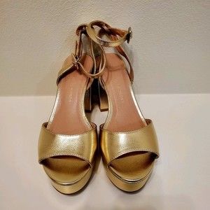 Womens Gold Blocked Strappy Chinese Laundry Dressy Sandal Heels NWT